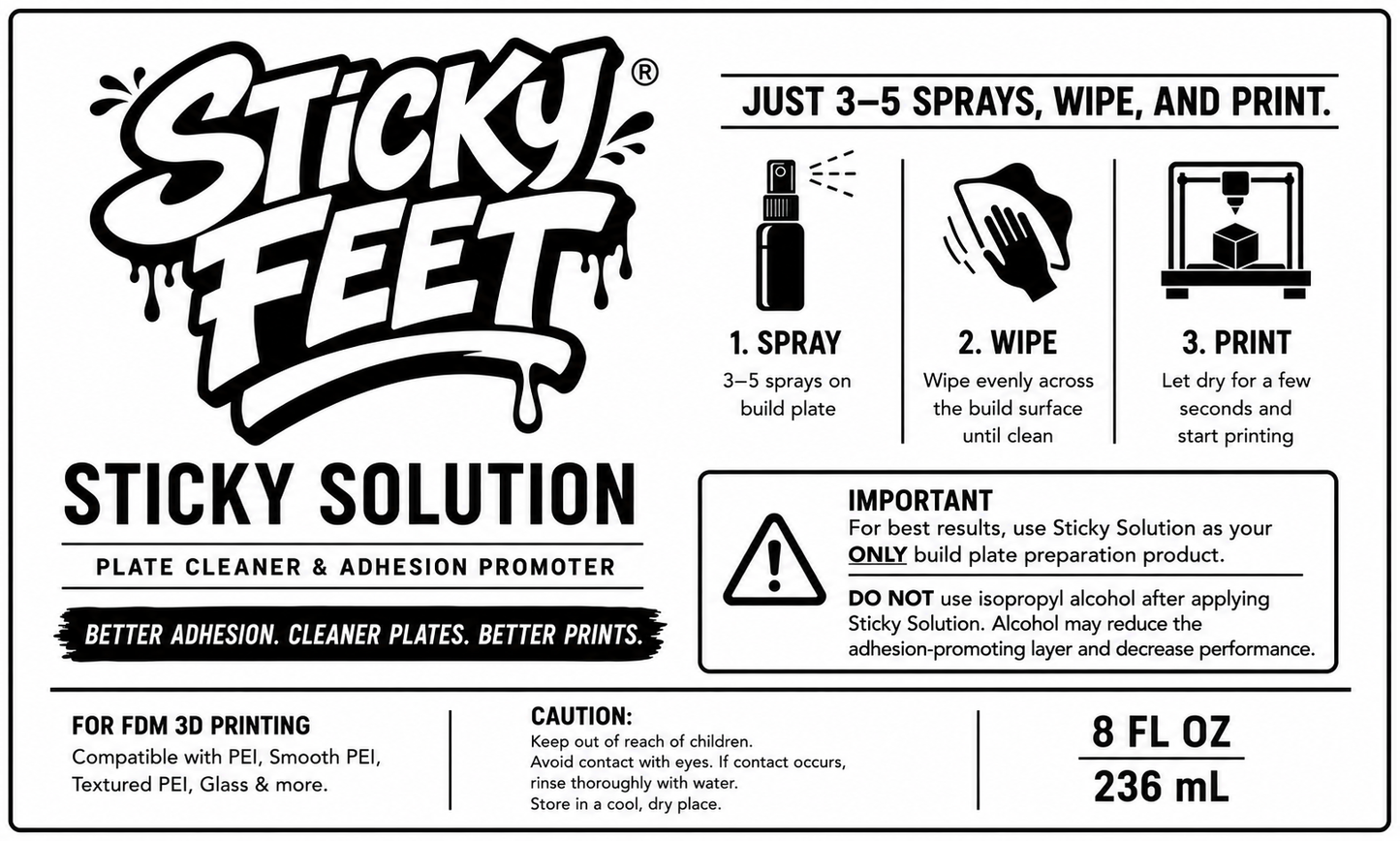 Sticky Solution™ – Cleaner and Adhesion Promoter, All-in-One for 3D Printers (Bambu Lab, Prusa, Creality, etc.)