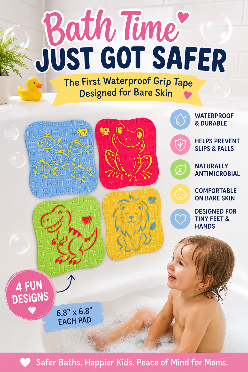 EvoGRIP Kids™ Non Slip Bath Pads (4-pack)