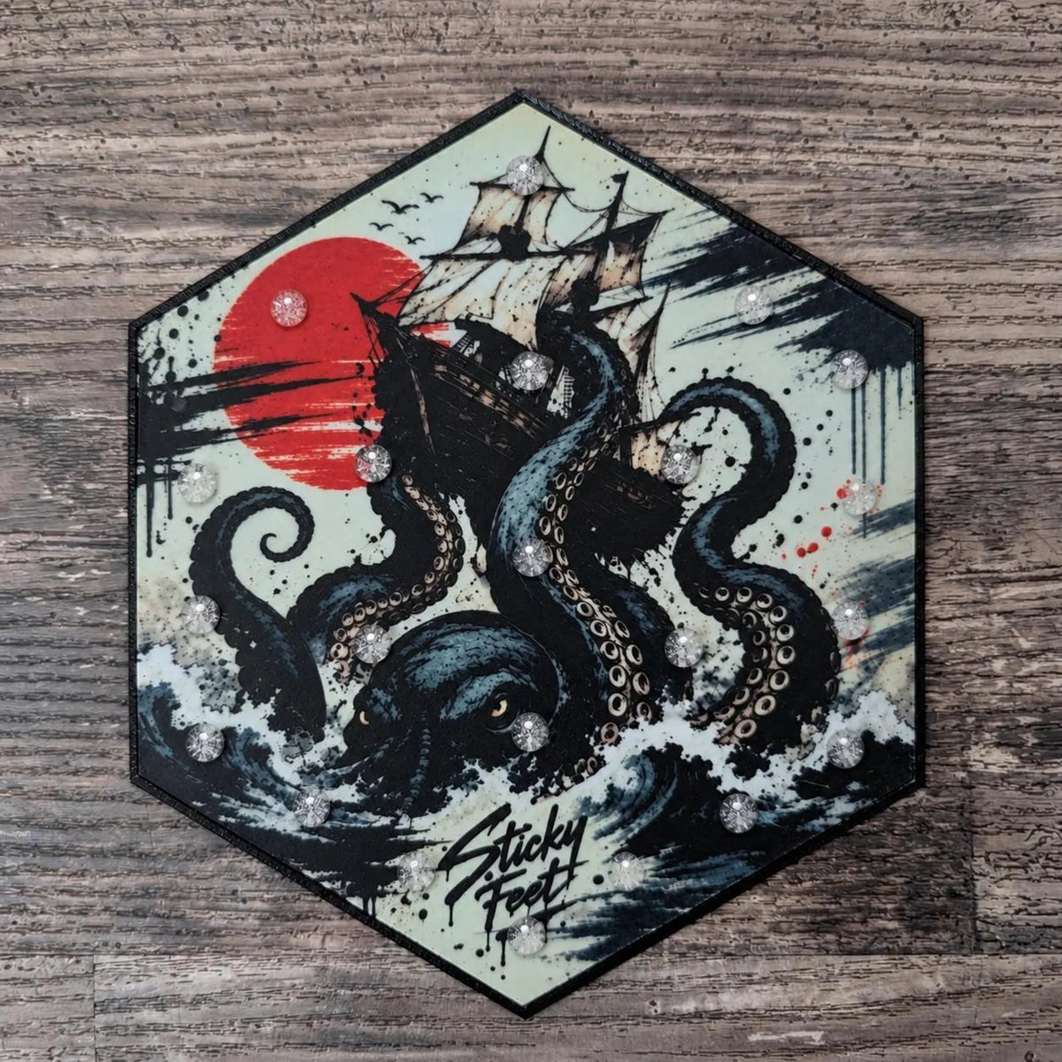 Kraken stomp pad — example design; custom orders use your uploaded artwork