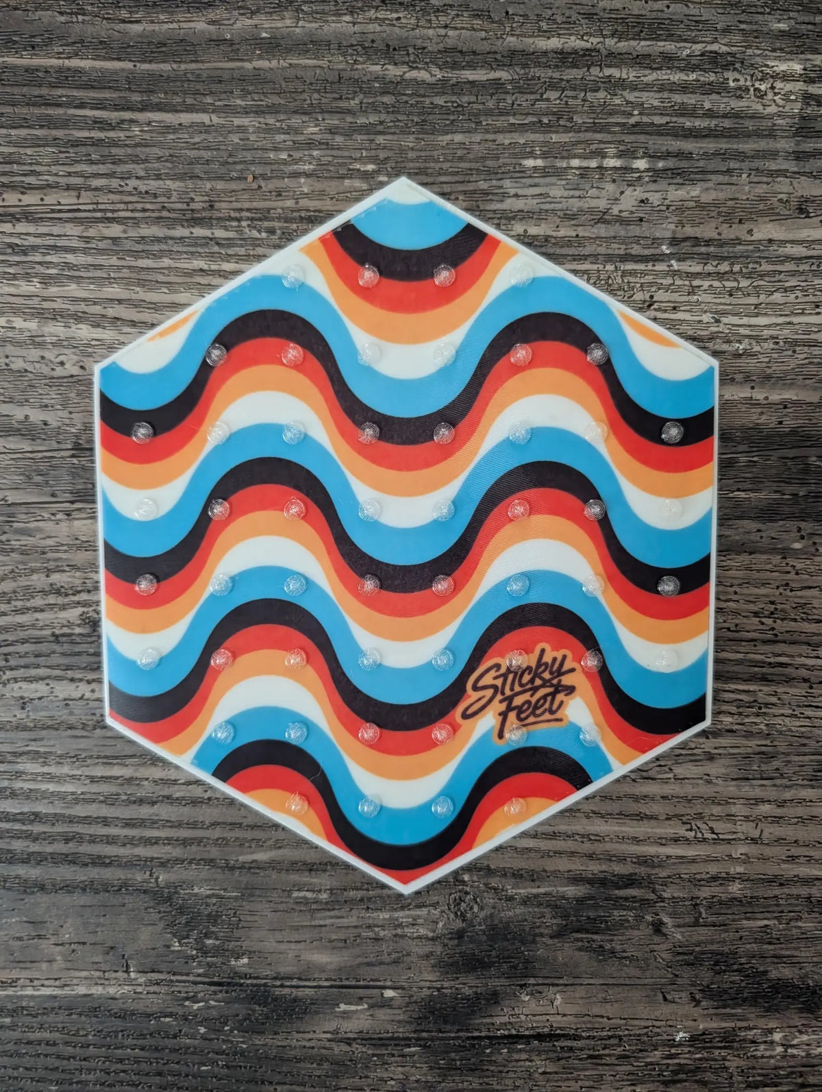 Retro Flow stomp pad — example design; custom orders use your uploaded artwork