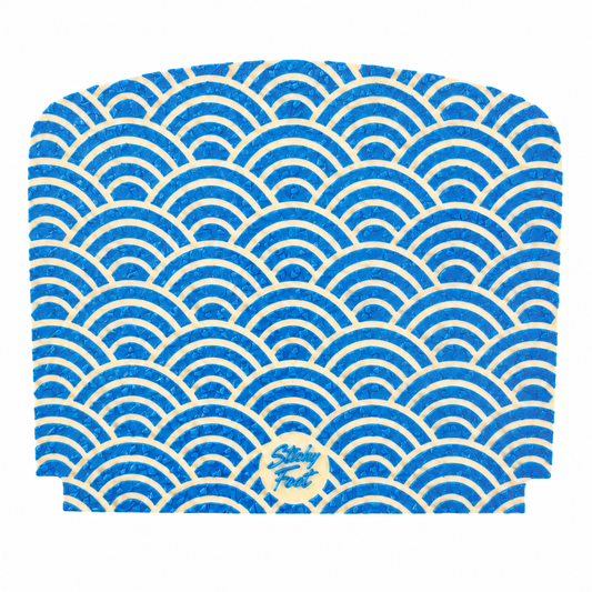 Blue and cream Seigaiha wave-pattern Sticky Feet grip tape on a white background